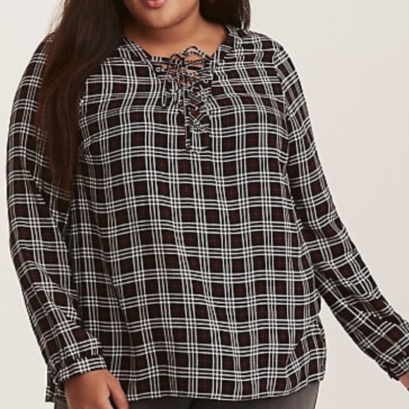 torrid Tops - 1 LEFT!  NEW Torrid lace up plaid tunic - Large/12